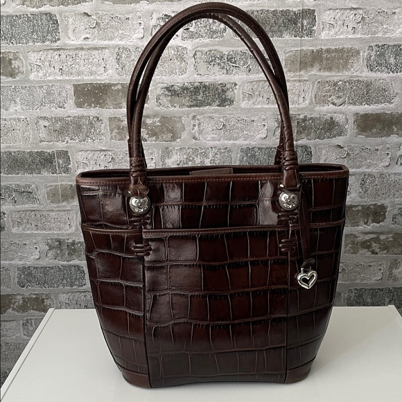Brighton Croc Embossed Leather Handbag Tote - Picture 1 of 15